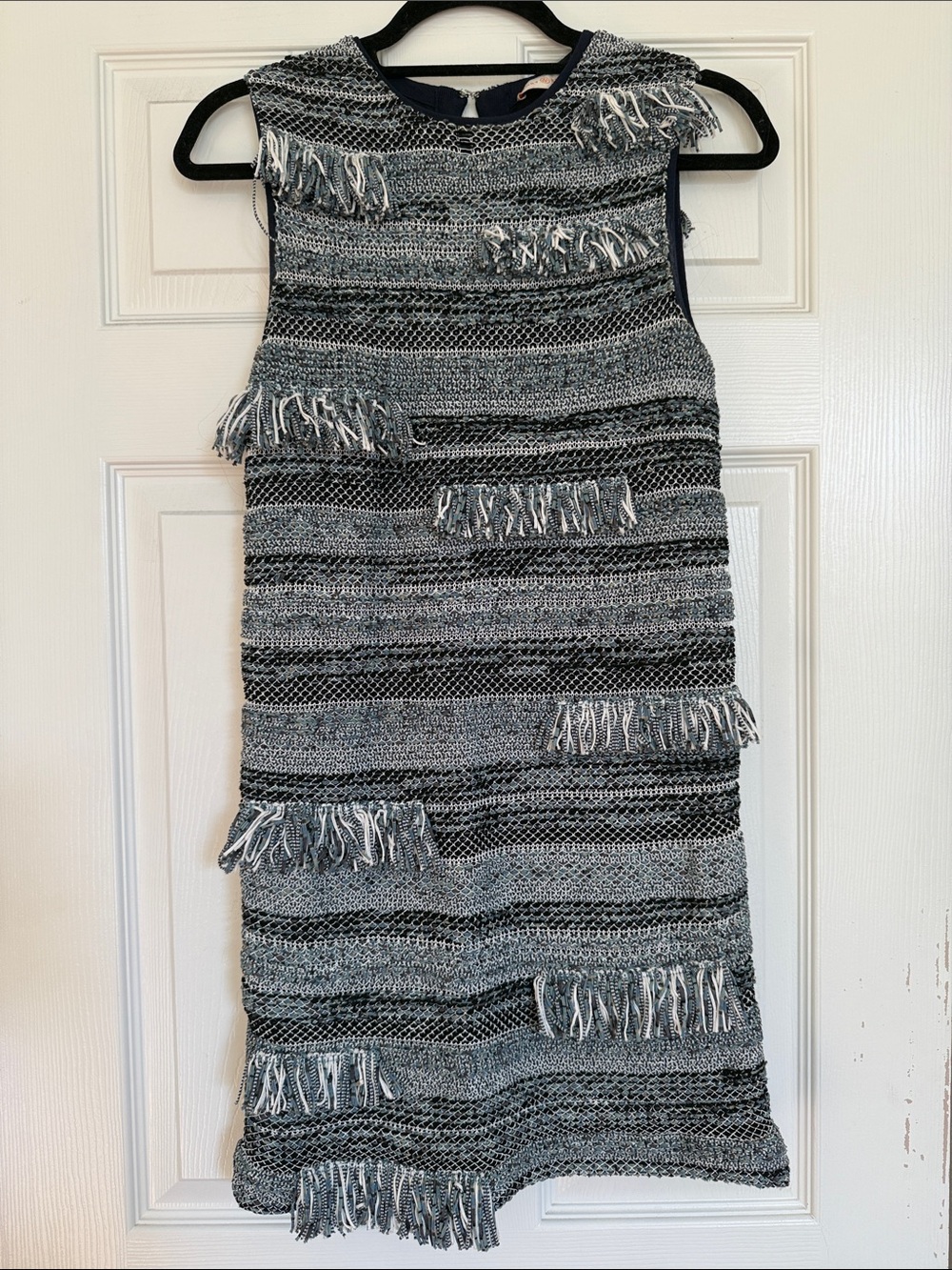Tory Burch Blue Fringe Knit Dress